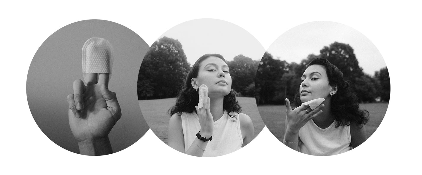 Images of client using Mega Healthy+ Facial Recovery Pad